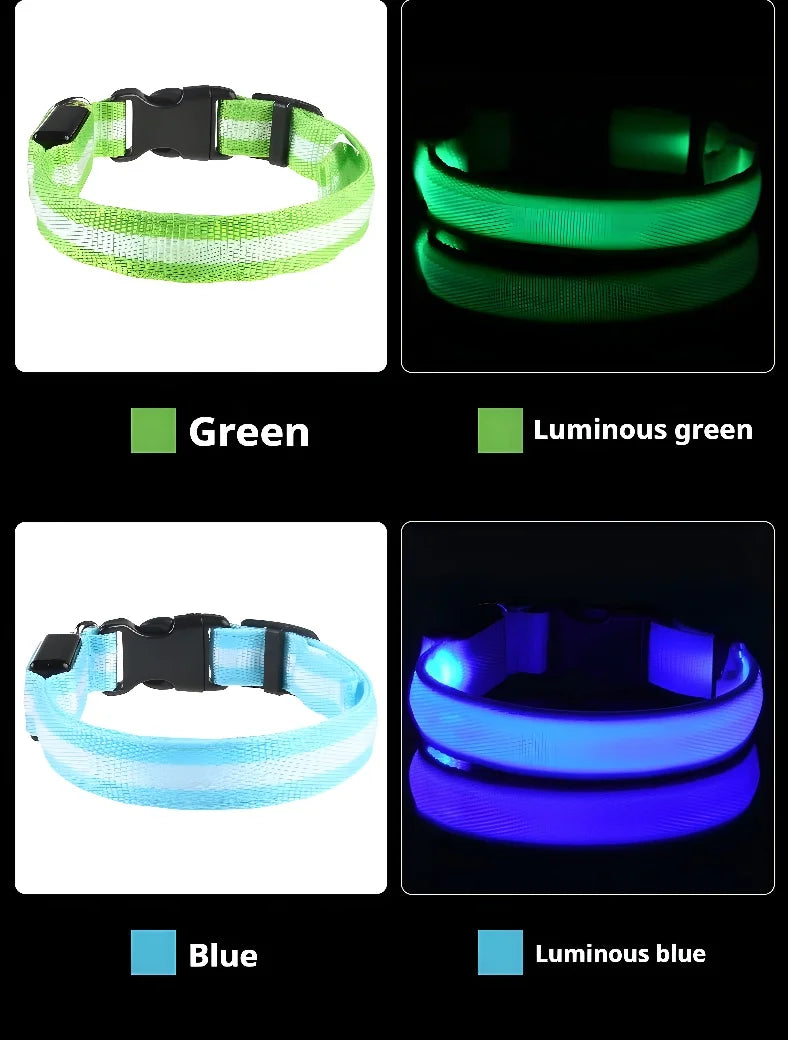 Dog Collar Nylon LED Night